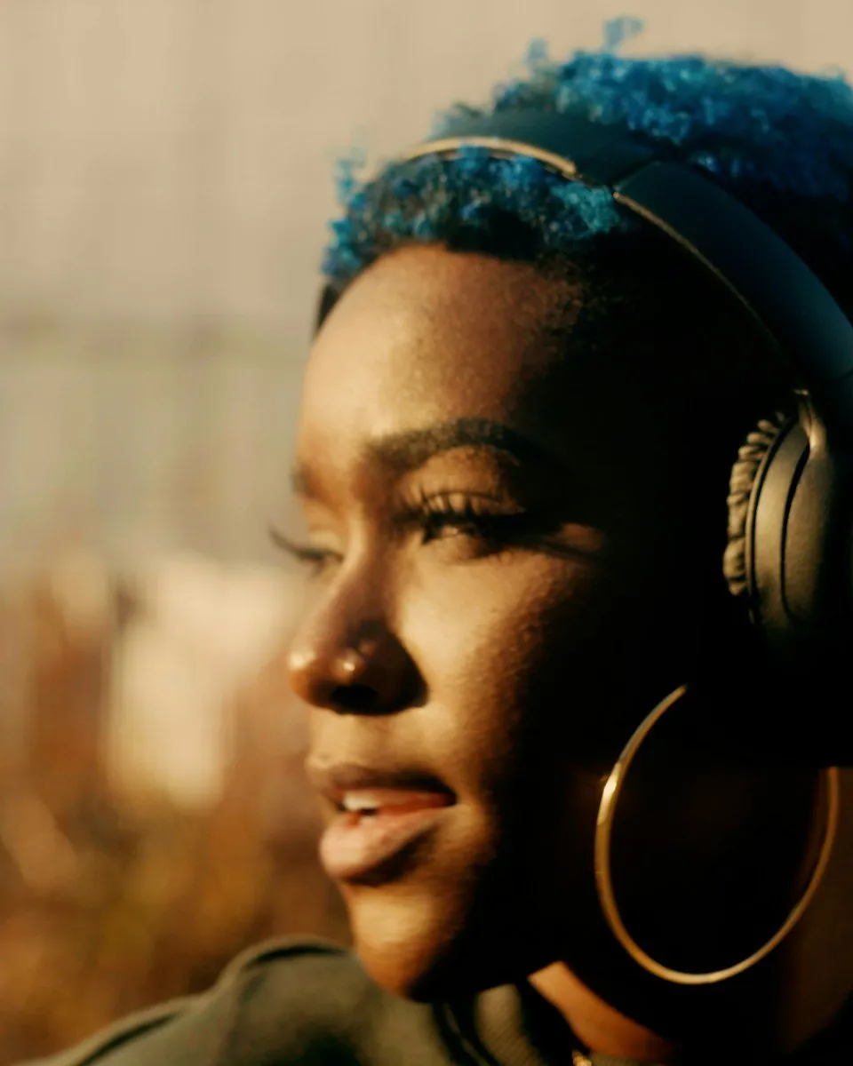 Listener enjoying digital audio and world radio on headphones